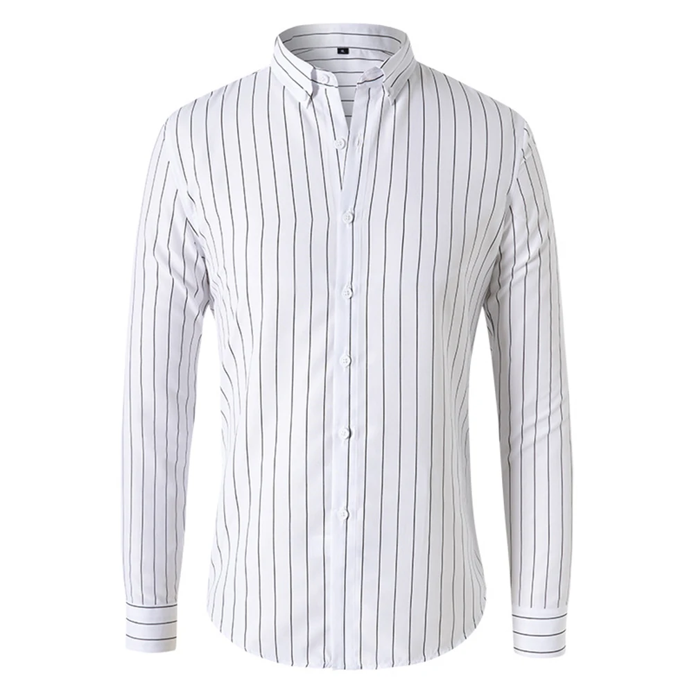 

Mens Long Sleeve Blouse Button Up Shirt Casual Striped Baggy Tops Slight Stretch Casual Lapel Shirt Men Clothing