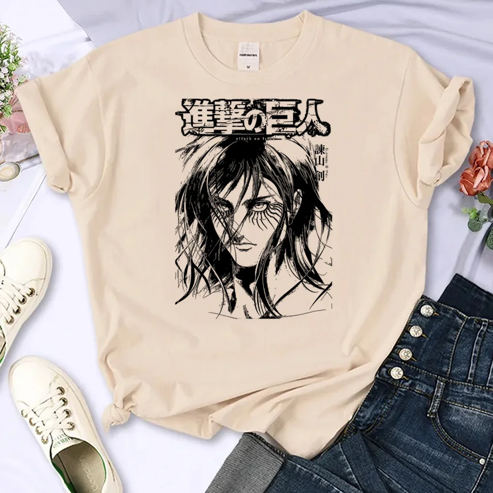 

Attack on Titan t shirt women Y2K anime summer top female harajuku funny 2000s clothing