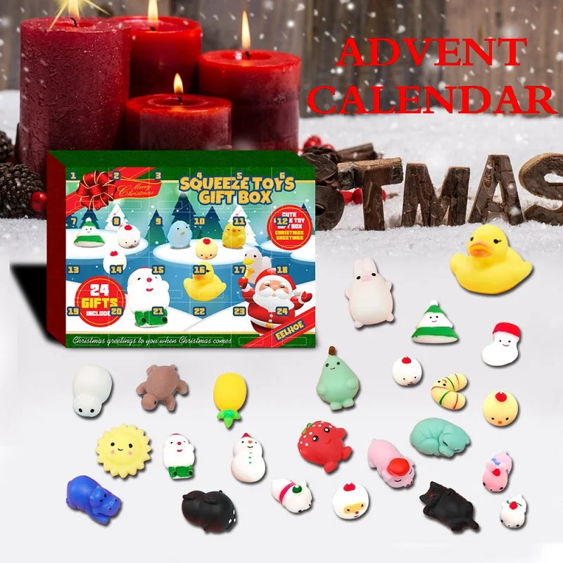 

Christmas Advent Calendar Doll Box 24pcs Set Cute Fidget Toys Decompression Countdown Calendar Xmas New Year Gifts for Children