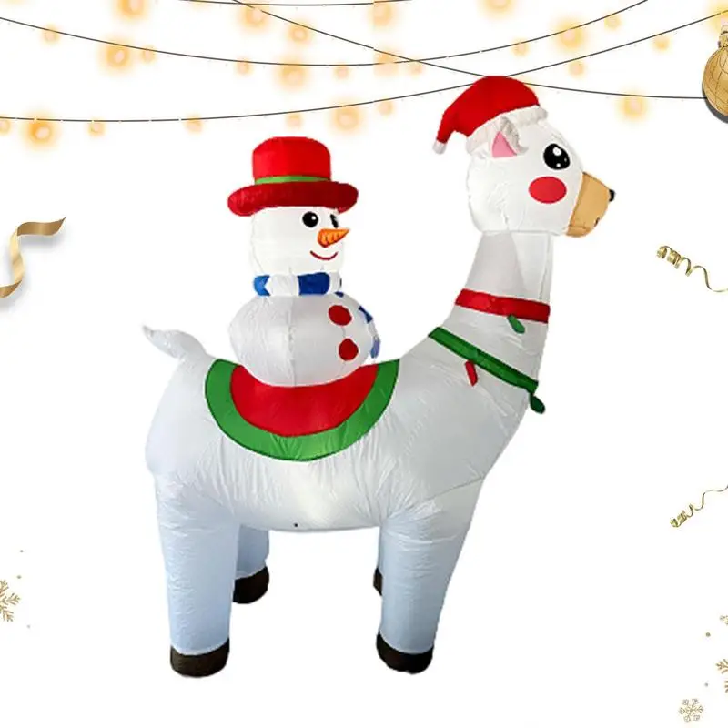 

Inflatable Christmas Decorations 6FT Cute Inflatable Snowman Riding Alpaca Christmas Blow Up Yard Decorations With LED Light