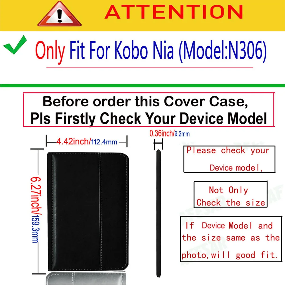 Estojo de Couro para Kobo Nia E-reader Capa para Kobo Nia Modelo N306 Ebook Folio Bolsa Protetora Ímã Sono Automático Adesivo Filme de Tela - Imagem 3