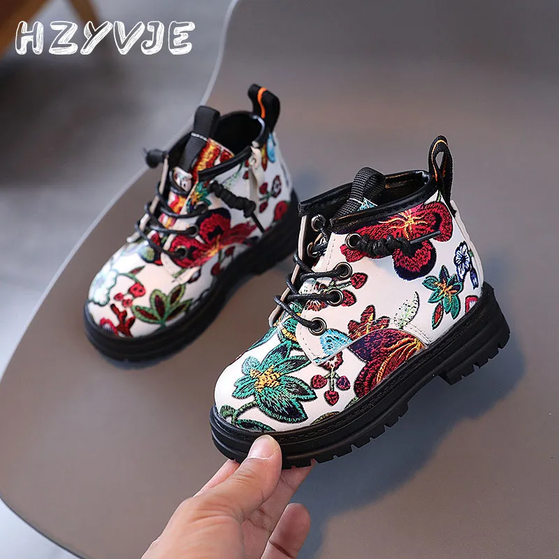 Children's Boys Girls Spring Autumn Print Kids British Style Casual Boots Soft Non-slip Wear-resistant Kid's Shoes_voghion.com
