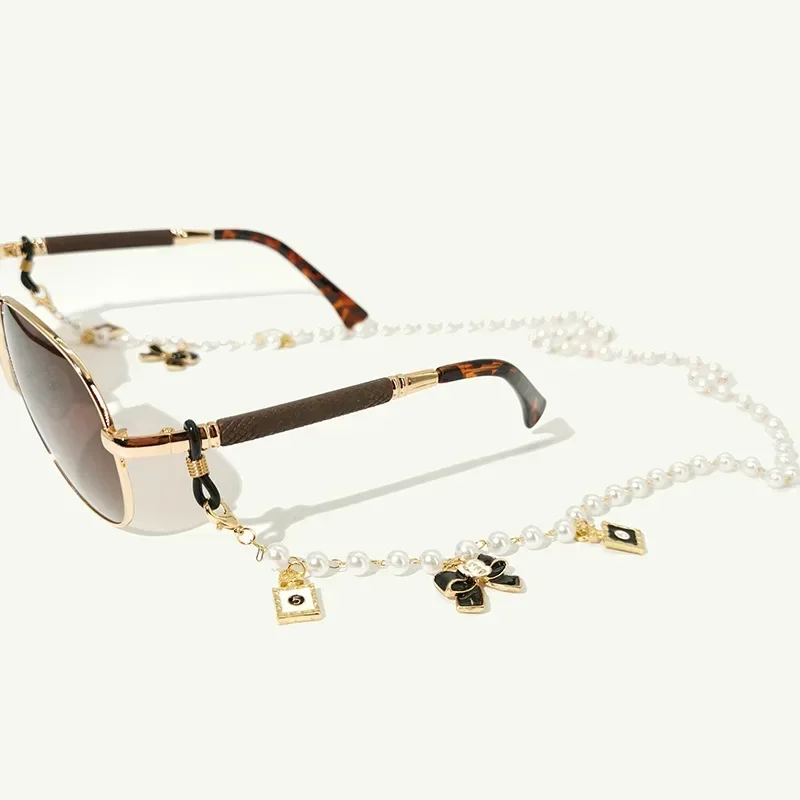 Black White  Bow Pearl Glasses Chains Sunglasses Accessory for Women  Lanyards Accessories 4