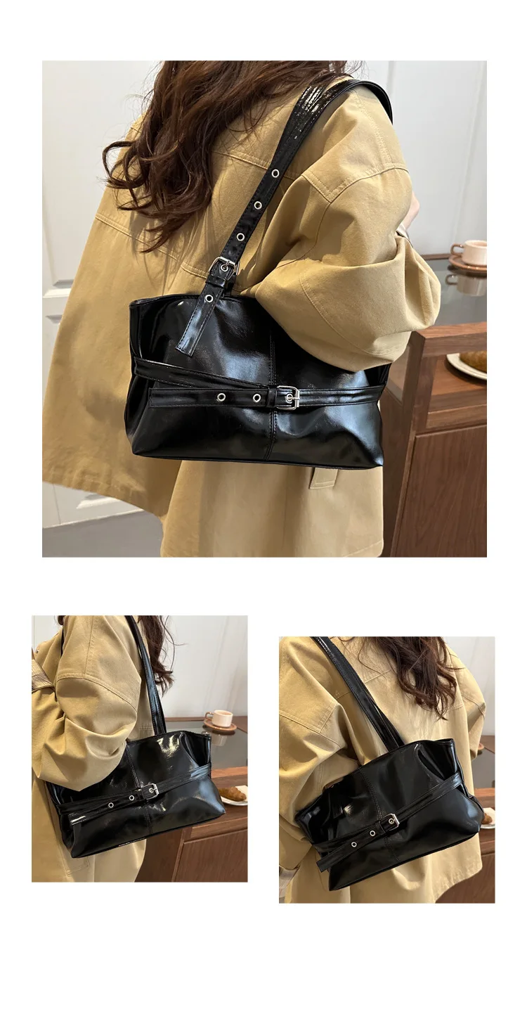 Large Capacity Women’s Shoulder Bag Tote Commuter Bag Simple Vintage Cross-Border New Style Bag Versatile Sensation 2025