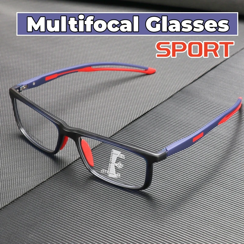 

Fashion Progressive Multifocal Eyeglasses Trendy Blue Light Blocking Sports Reading Glasses Men Women HD Lens Near Far Eyewear