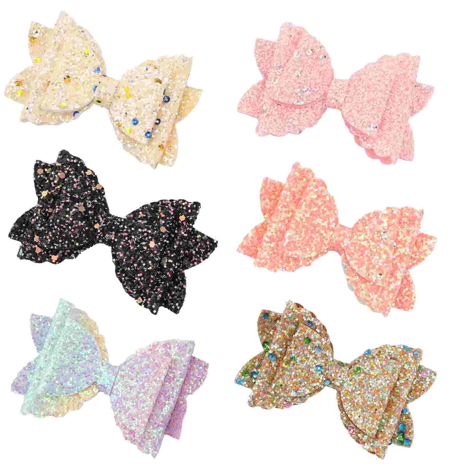 

6 Pcs Double Sequin Barrette Hairpins Shoes and Hats Bow Clamps Sequined Accessories