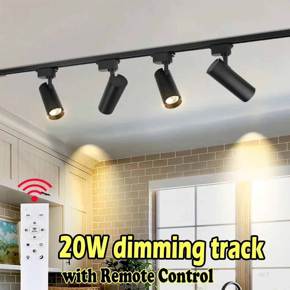 Dimmable Track Light Ceiling Rail Lighting Track Lamp Set 20W Spot Led ...