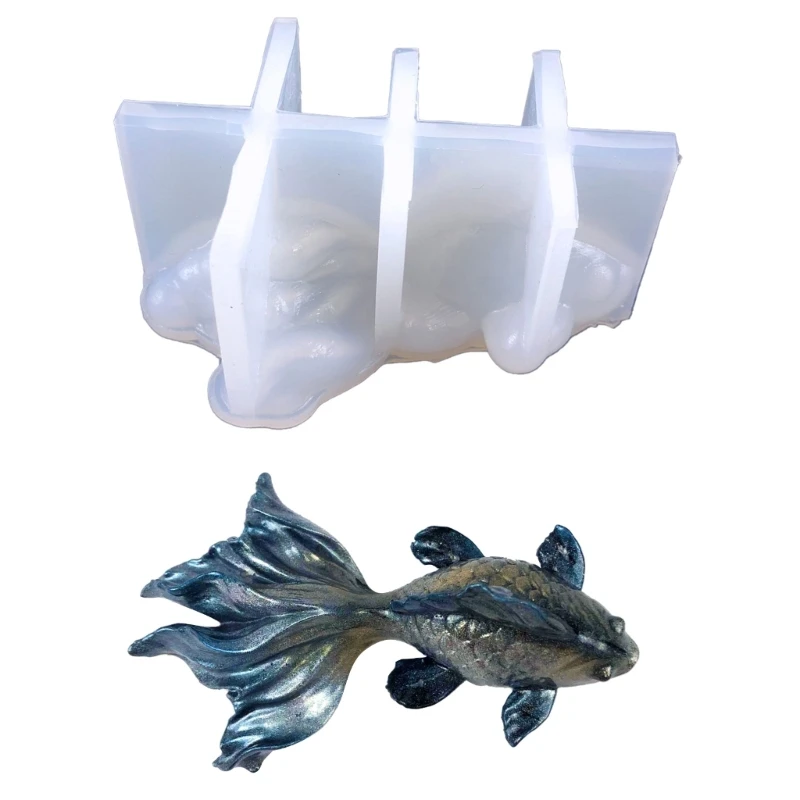 

E15E Goldfish Candle Silicone Mold for Handmade Desktop Decoration Gypsum Epoxy Resin Aroma Candle Mould for Home Decoration