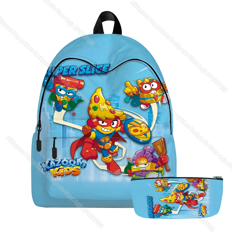 Superthings 8 Kazoom Students Schoolbag with Pencil Case Children Boys Girls Cartoon Anime Kids Teens Backpack