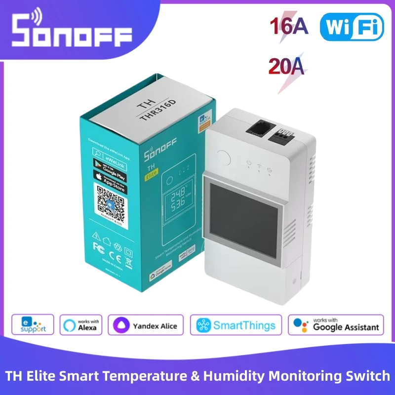 SONOFF TH Elite THR316D/THR320D 16A 20A WiFi อุณหภูมิและความชื้นสวิทช์การตรวจสอบเวลาจริงด้วย MS01/RL560/MS01 Smart Home 1
