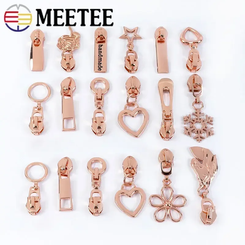 

5/10/20Pcs 5# Zipper Sliders for Nylon Zippers Tapes RoseGold Zipper Pulls Head Bag Clothes Zips Repair Sewing Accessories