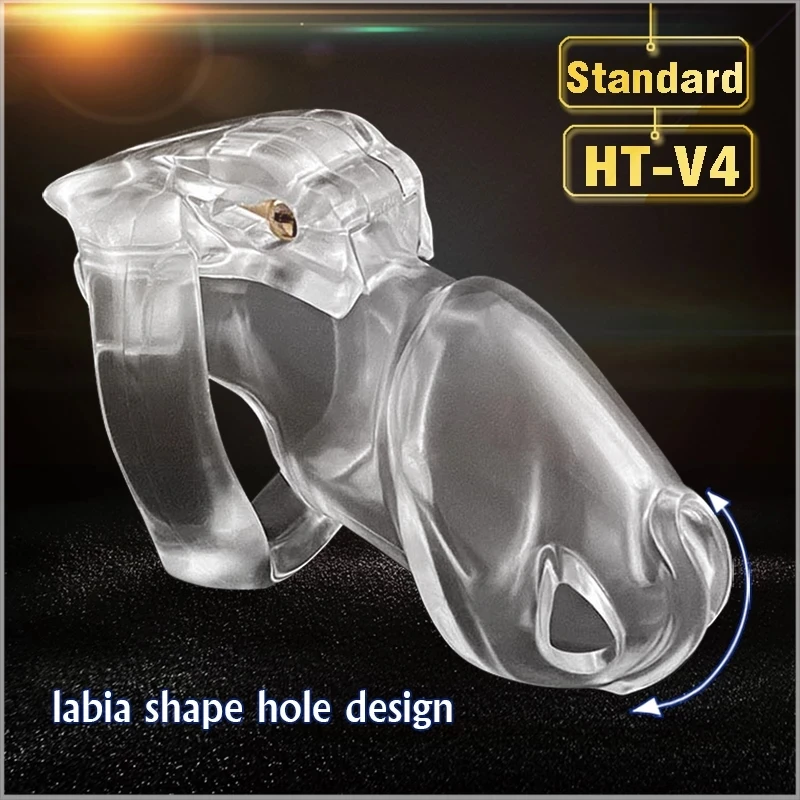 New Male Resin Chastity Device HT-V4 Cock Cage Penis Ring With 4 Cock Rings Bondage Belt Fetish Adult Sex Toys Men Penis Slave.