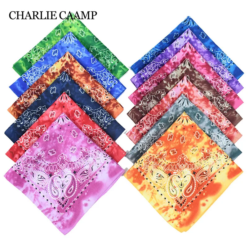 Cashew Tie dye Square Scarf Hair Band Masks Scarf Cotton Bandana Hip Hop Paisley Headband Kerchief Neck Wrap Men Women Scarves 2