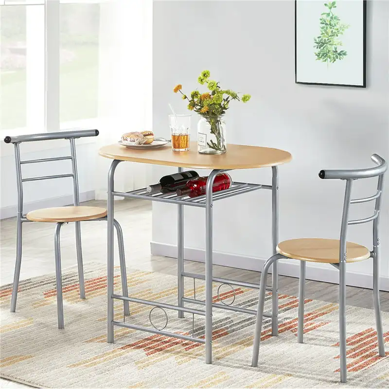 

3pcs Dining Set with Round Table and 2 Chairs, Multiple Colors