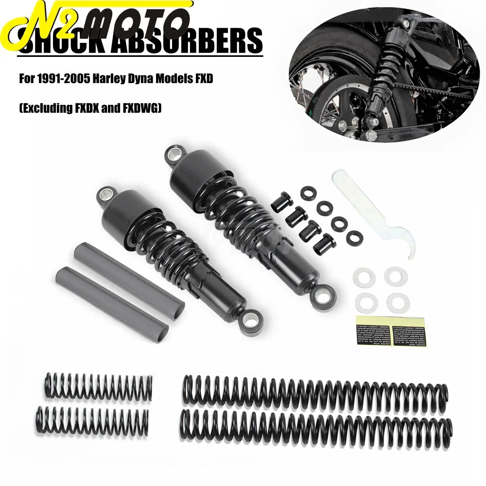 Black Shock Absorber Motorcycles Rear Lowering Slammer Kit For Harley Dyna Models Low Rider