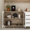 Kitchen Pantry Storage Cabinet, Shelves & Drawers, Modern Sideboard Buffet Cabinet, Wood Kitchen Cupboard with Hutch and Hooks 3