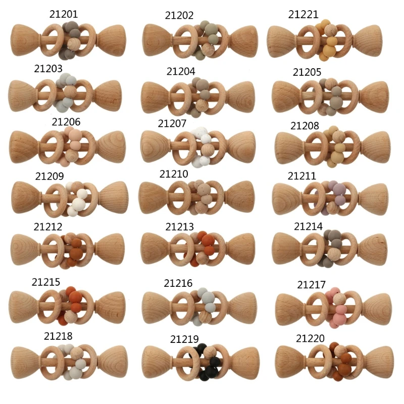 

Novelty Barbell Teething Pain Relief Toy for Newborn Baby Wooden Teether Gift