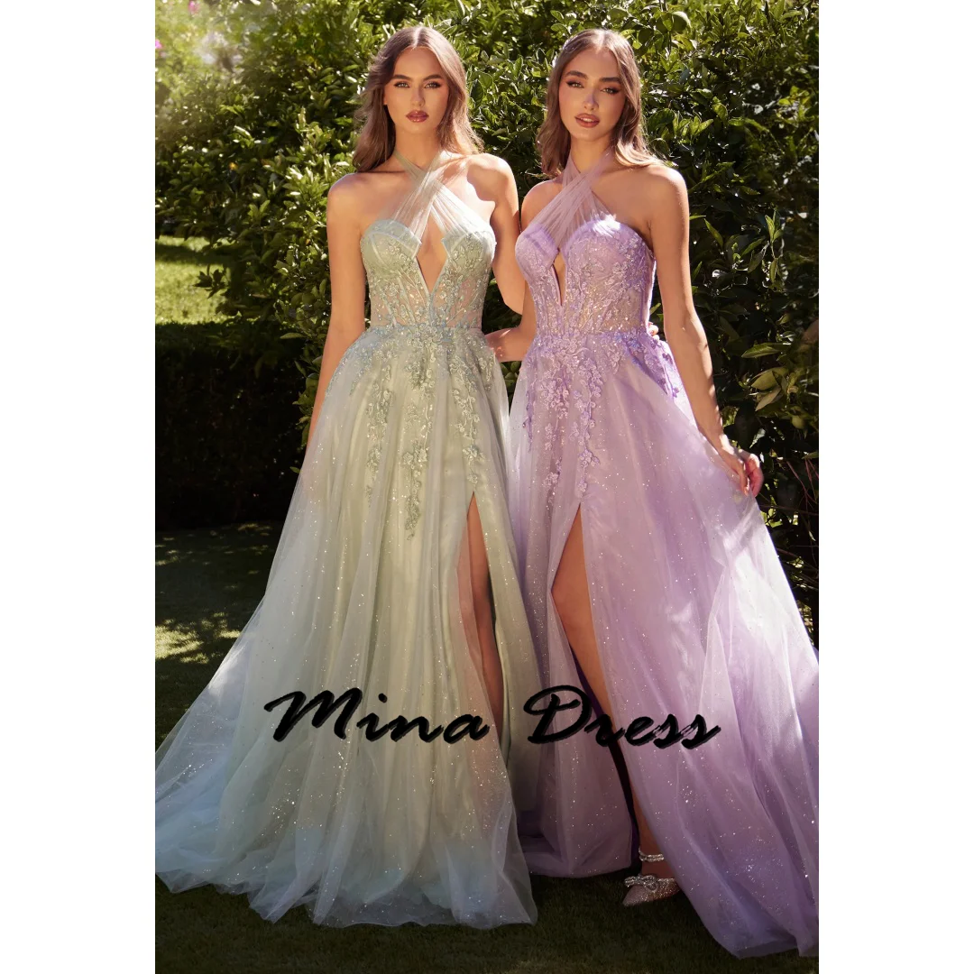 

Mina party dress with sweet and sparkling embroidery, fairy sheer evening dress, formal wedding dress for formal