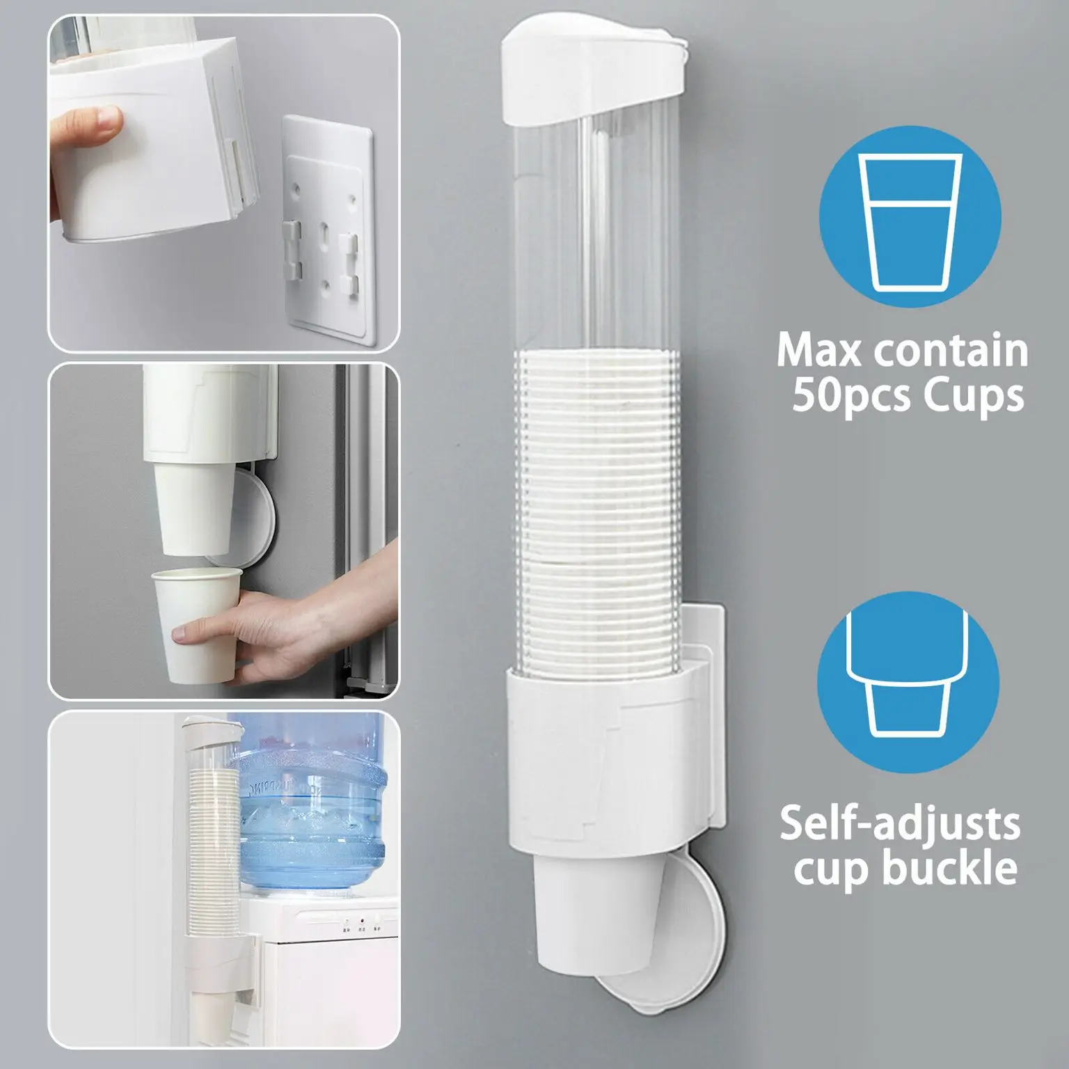 Wall Mounted Disposable Paper Cups Holder Dispenser Automatic Cup Storage Rack Cups Holder For Water Dispenser Container