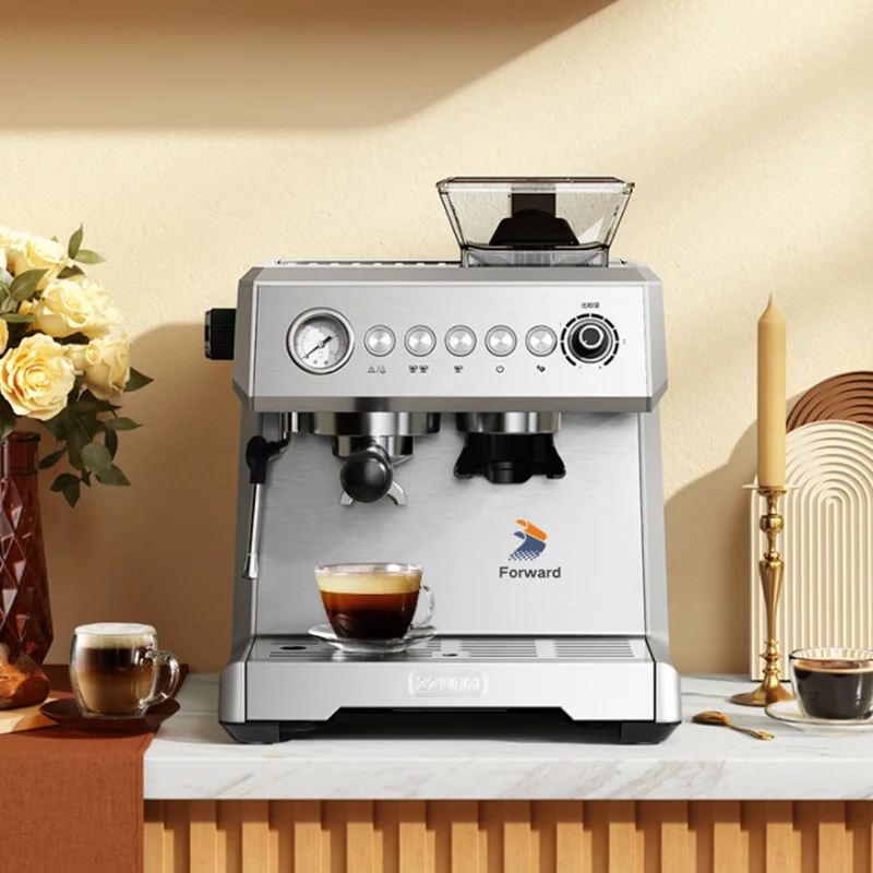 Máquina de café Espresso con molinillo de café, vaporizador de leche,  semiautomática, eléctrica, italiana, 20bar - AliExpress
