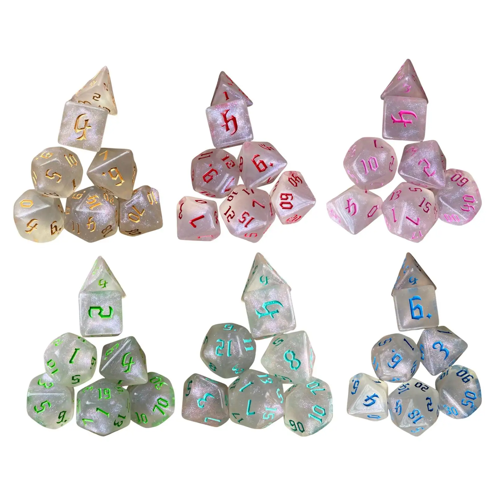 

7 Pieces Polyhedral Dices Set Wear Resistant Entertainment Toy Engraved Rolling