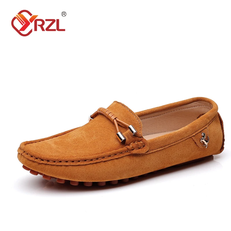 YRZL Loafers Men Big Size 48 Soft Driving Moccasins High Quality Flats Genuine Leather Shoes Men Slip-on Suede Loafers for Men