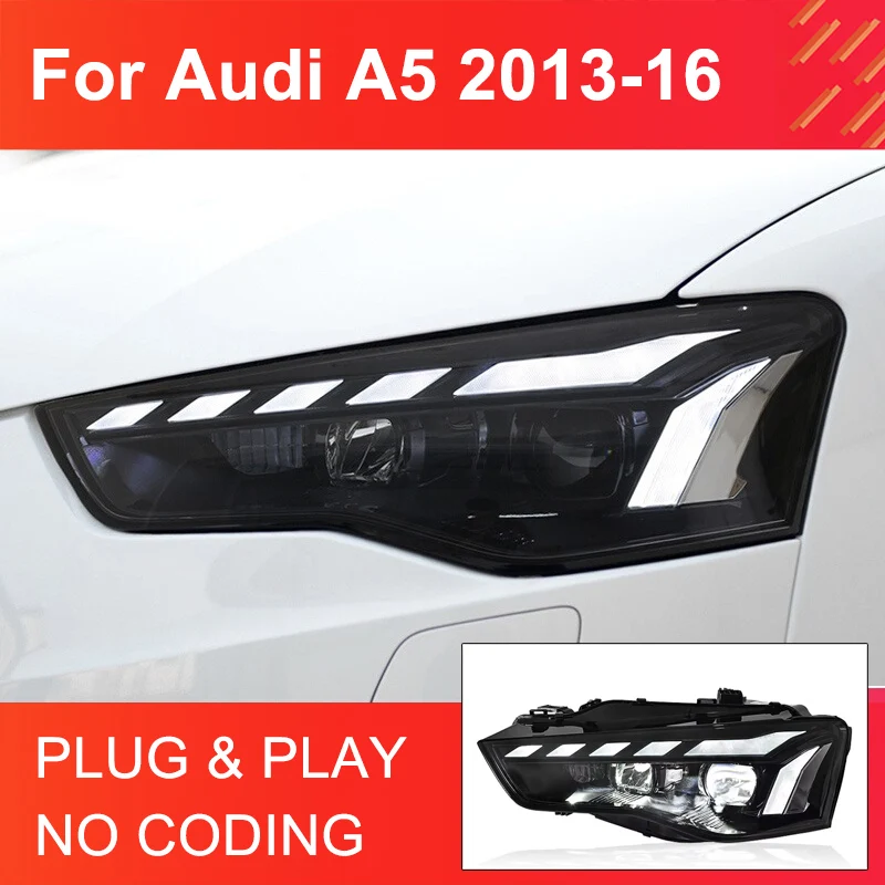 

1 Pair LED Headlight Assembly for Audi A5 2013-2016 S5 Headlights Plug and Play with LED DRL Dynamic Turning Upgrade Headlight