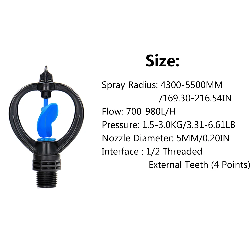 10pcs 나비 자동 스프링클러 헤드 360 °   회전식 나비 머리 관개 스프링클러 원예 급수 분무기 내구성