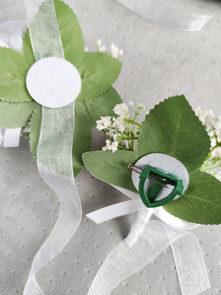 Wedding Bouquets Bride Bouquet White Silk Roses Artificial Flowers Babysbreath Boutonniere Mariage Bridal Bridesmaids Corsage Wedding Accessories