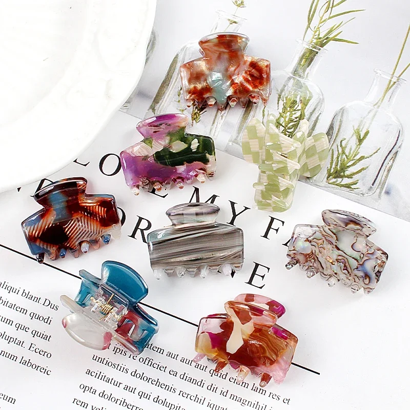 

2/5pcs Small Fashion Elegant Korean Print Multicolor Crab Claw Girls Hair Clips Hairpin Mini Kids Hair Accessories