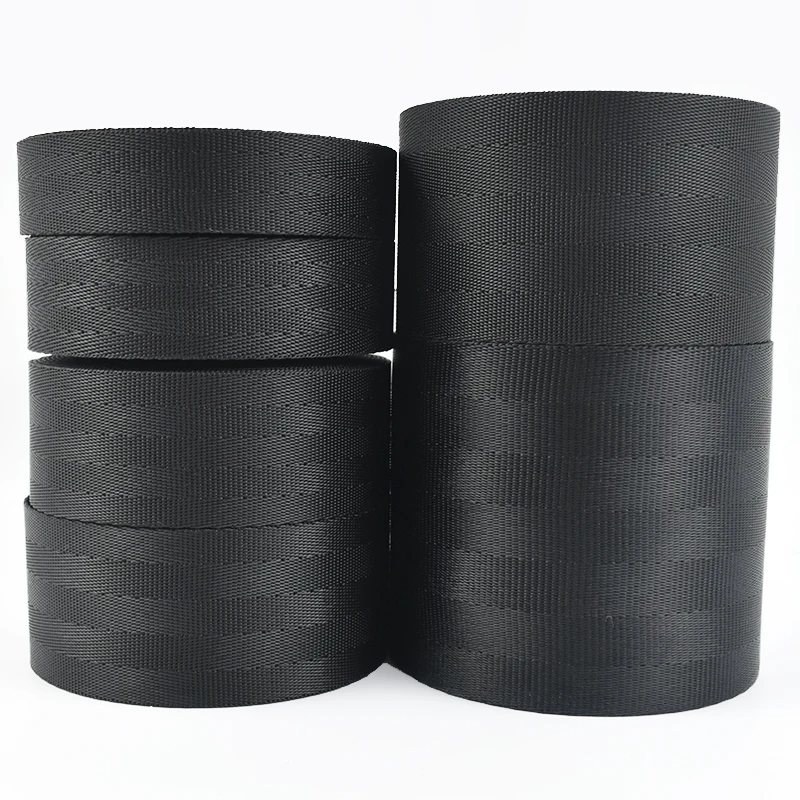 Black Nylon Webbing Tape for Sewing and Crafting - Various Widths and Lengths Available
