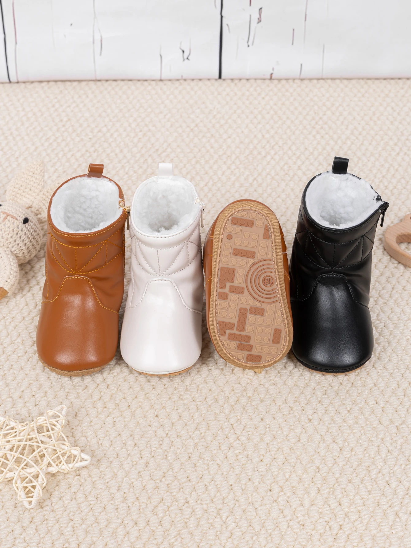Meckior Neugeborenen Baby Stiefel Plüsch Winter dicken Boden warme Socken Stiefel weichen Boden bequeme Anti-Rutsch-Stiefel Kleinkind Schneeschuhe – Detail 11