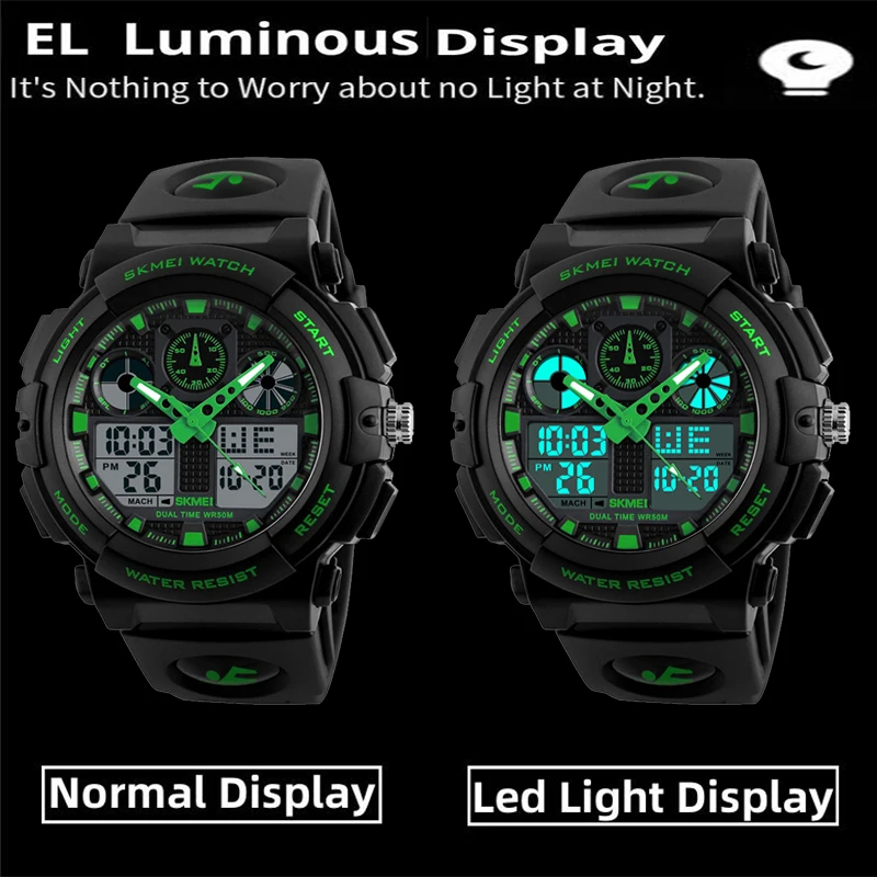 2017 New SKMEI Men Sports Watches Dual Display Digital Quartz Watch Men Waterproof Casual Outdoor Electronic Wrist Watches 5
