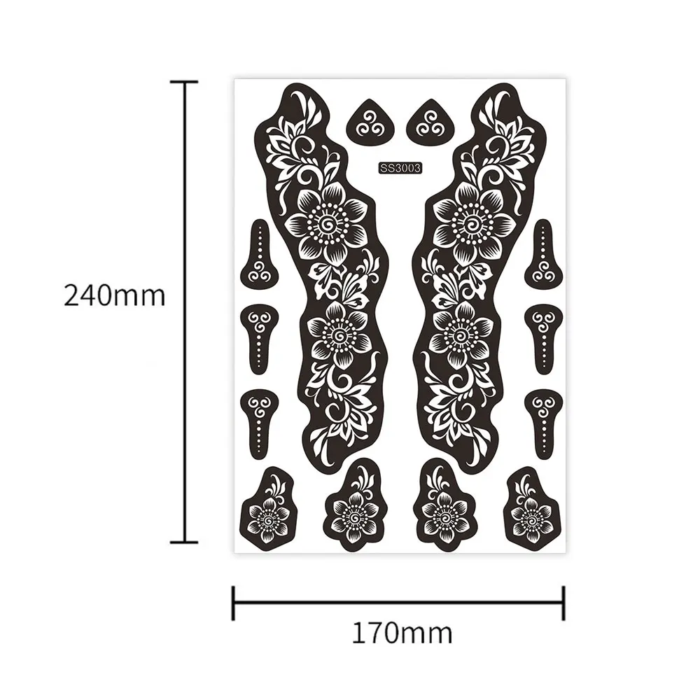 Reusable Hollow Henna Tattoo Stencil for Women Hand Arm Sleeve Waterproof Temporary DIY Tattoo Painting Template 1pc