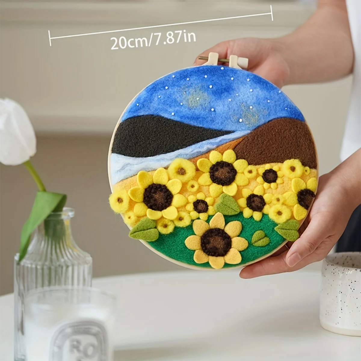 1pc Wool Felt Handmade Diy Material Package Photo Frame Decoration Painting Decompression Decoration Innovative Heart Gift