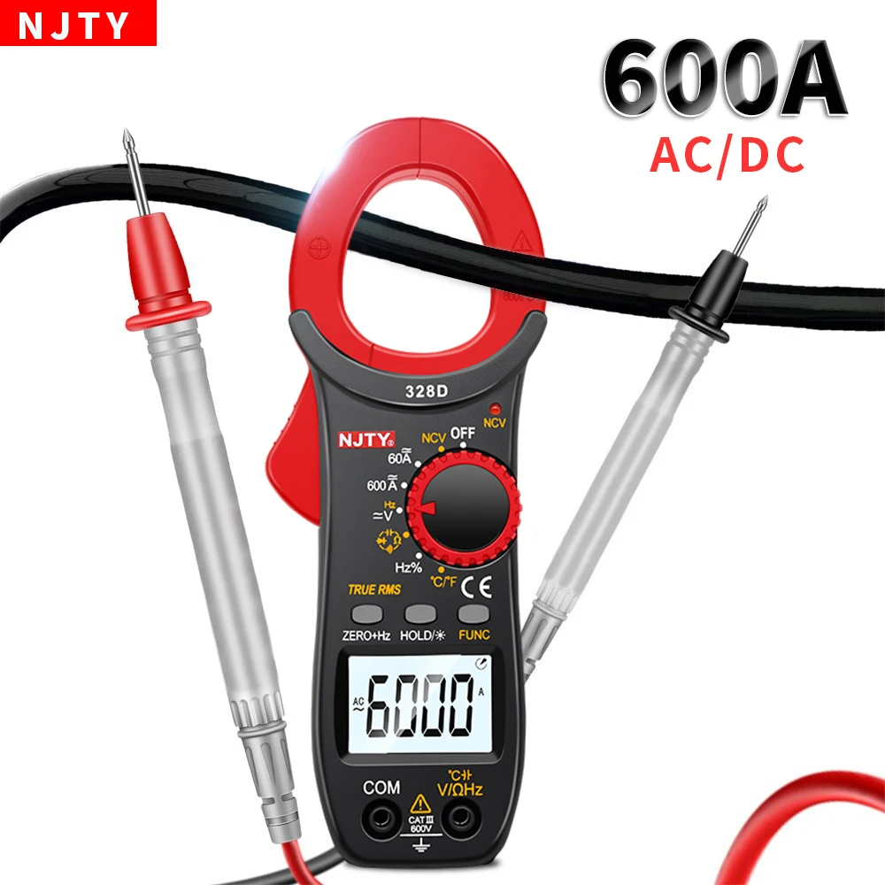 NJTY デジタルクランプメーター 600A DC/AC 電流オートレンジ