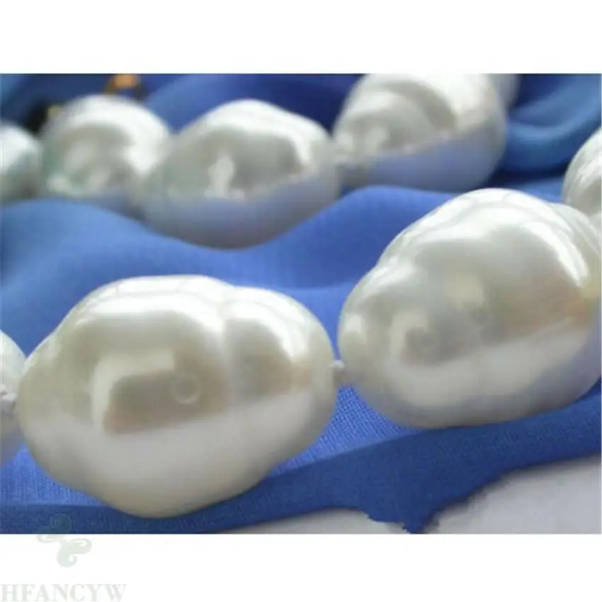 Huge Large 15 mm South Sea White Baroque shell Pearl Necklace 18