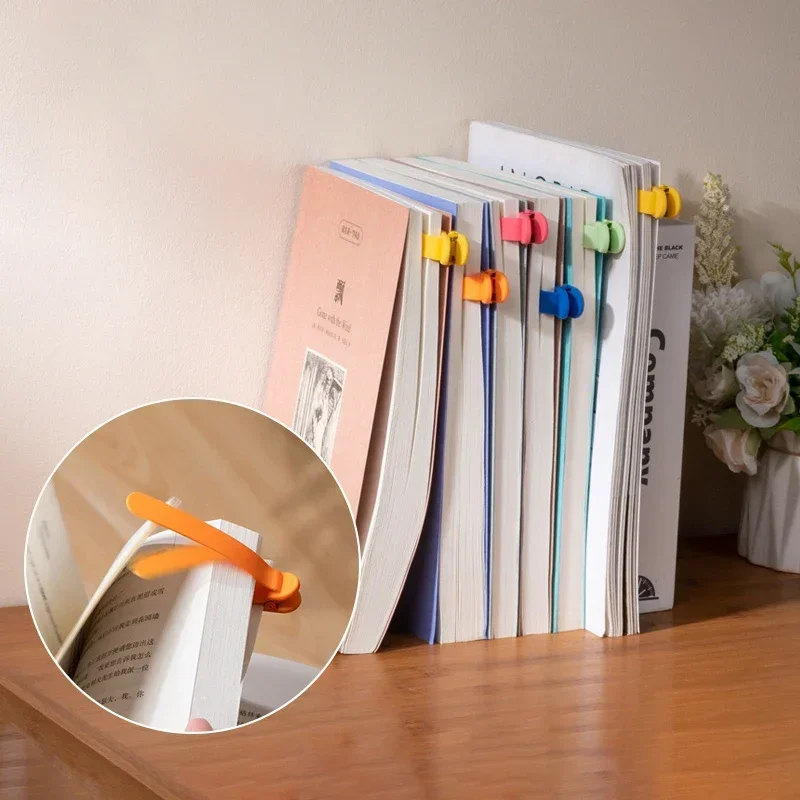 Silicone Bookmark Bookmarks Stationery Supplies Soft Silicone Bookmark Clip Color Page Divider Creative Buckle Automatically Follow School Office