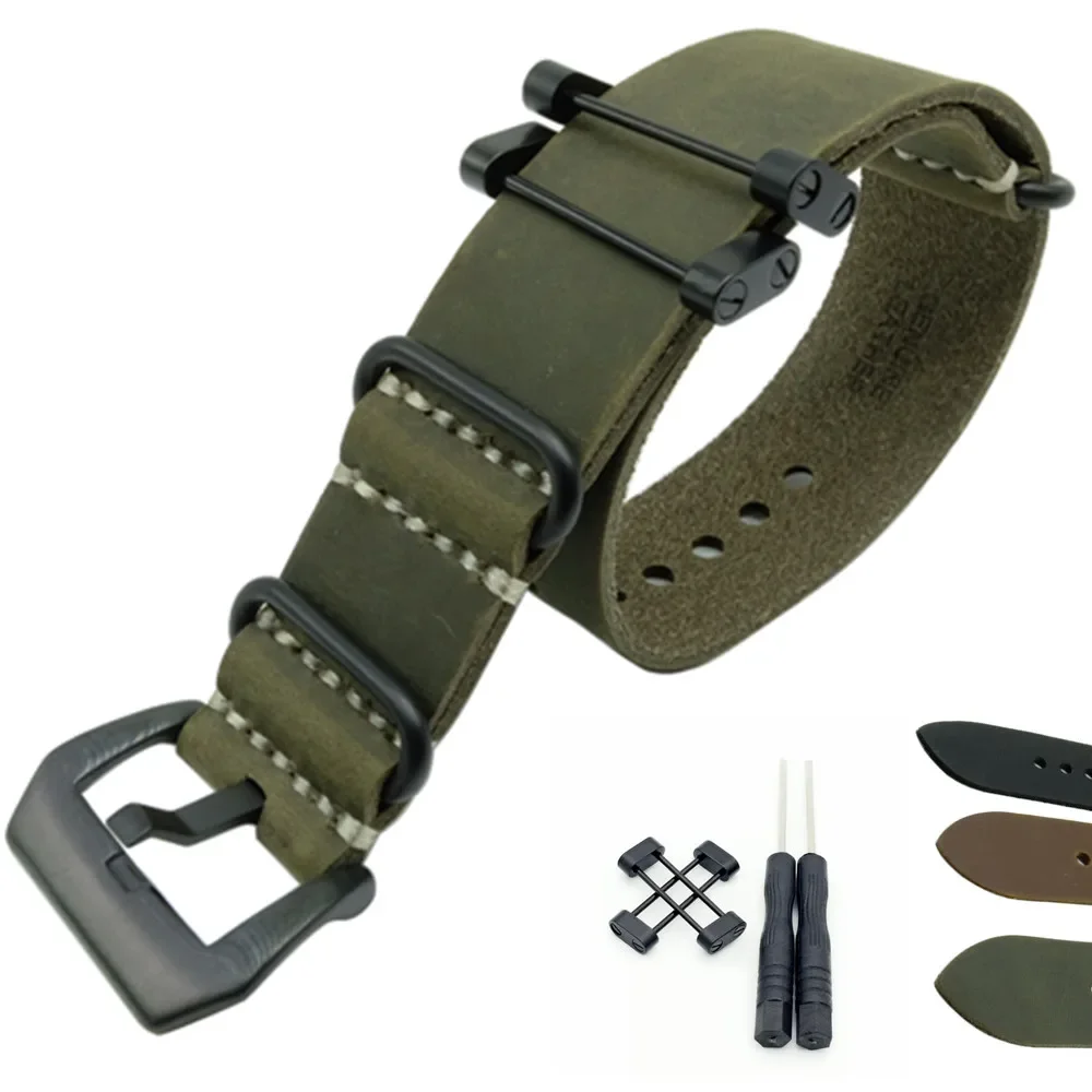 Cinturino Per Orologio Militare In Vera Pelle Crazy Horse E Adattatori Per Suunto Core Per Suunto Traverse Series And Tool