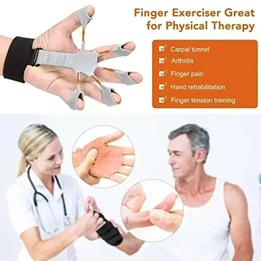 Poignée en silicone pour l'entraînement et l'exercice des doigts, civière d'exercice, renforcement de la main, entraîneur de préhension contre l'arthrite, poignées d'extension de brosse à main