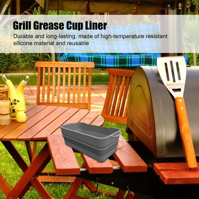 Grease Catcher Bélések Grillező Csepegtető Serpenyő -Szilikon Bélés Színű Hordozható Csepp Betét A Kültéri Piknik Konyhai Szerszámokhoz - Image 2