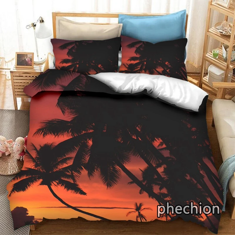 

phechion Palm Tree Pattern 3D Print Bedding Set Duvet Covers Pillowcases One Piece Comforter Bedding Sets Bedclothes Bed K431