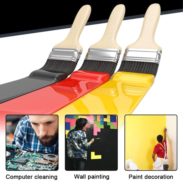 2Pieces Flat Paint Brush Soft Bristle 4/6 inch Wide Wooden Stain Brush for  Walls Furniture Fence Household Paint Brush - AliExpress