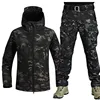 Winter Thicken Men Camo Suit Waterproof Tactical Training Set Multi-pocket Hooded Jacket Fleece Pants Outdoor Hunting 2-piece 3