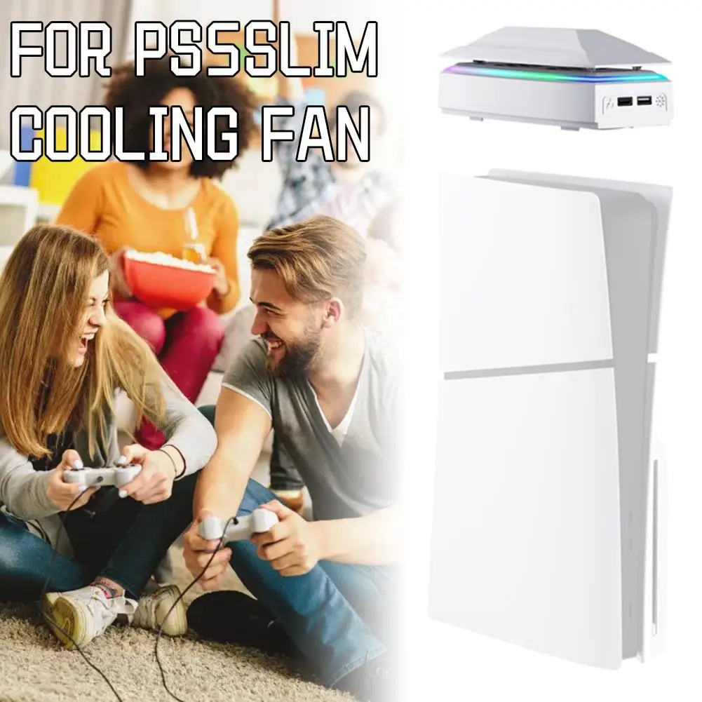

For PS5slim Top Cooling Fan Dustproof Waterproof with Game Cooling Console Light Accessories Light LED RGB 5V 2.4A Color E3W6