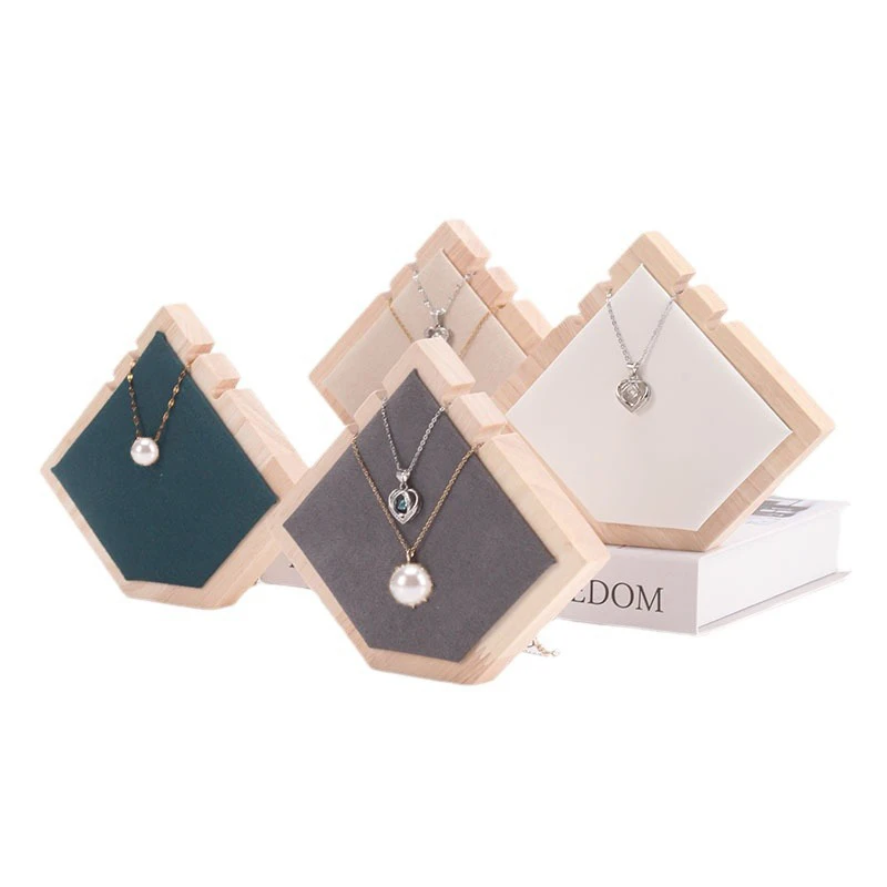 Elegant Geometric Wood Jewelry Display Stand for Necklaces, Bracelets, and Anklets