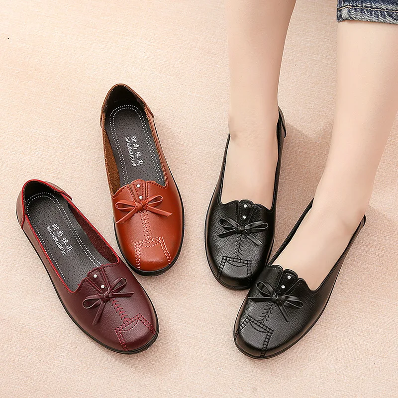 Women Flats Leather Loafers Platform Mom Flat Shoes Non-slip Moccasins Ladies Comfortable Walking Shoes Female Mujer Zapatos