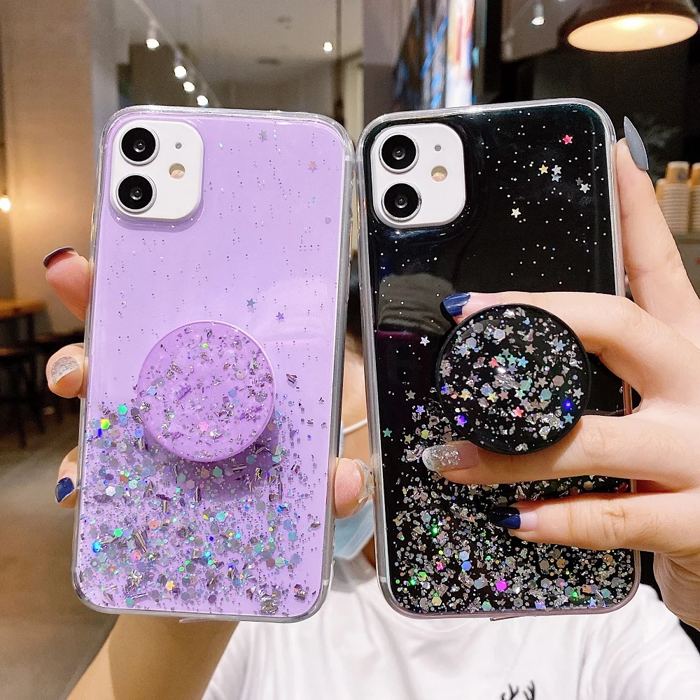 Glitter Vivo V9 Back Case Holder Glitter Case For Vivo V21E V21