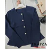TRAFZA-Women Elegant Navy Blue Skirt Set Sweater+Skirt Set New 2025 Spring Fall Fashion Elegent Office Lady Minimalism Skirt Set 6