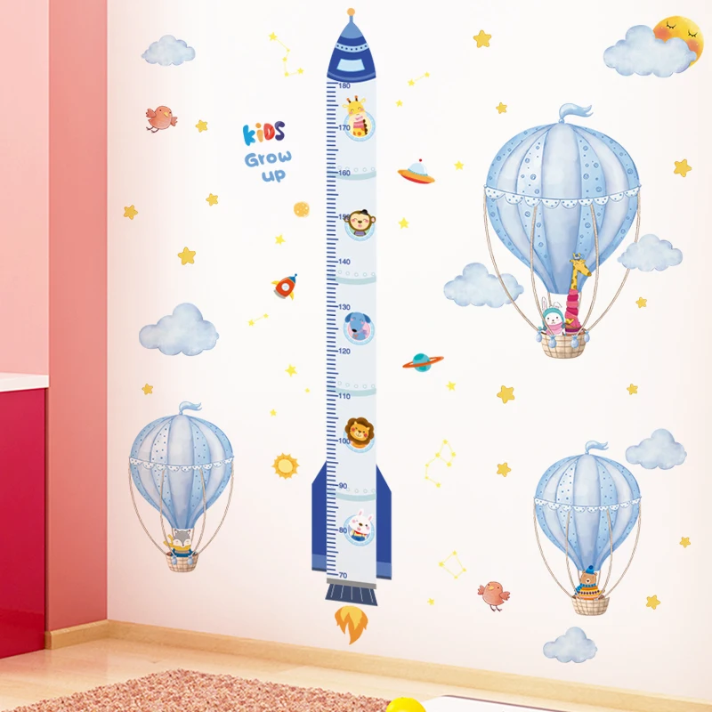 

[shijuekongjian] Hot Air Balloons Wall Stickers DIY Cartoon Rocket Wall Decals for Kids Rooms Baby Bedroom Nursery Decoration